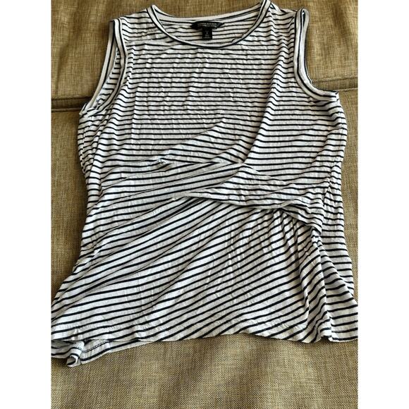 Banana Republic Women’s Soft-Stretch Modal Knit White Stripe Sleeveless Tank Top - Picture 1 of 9